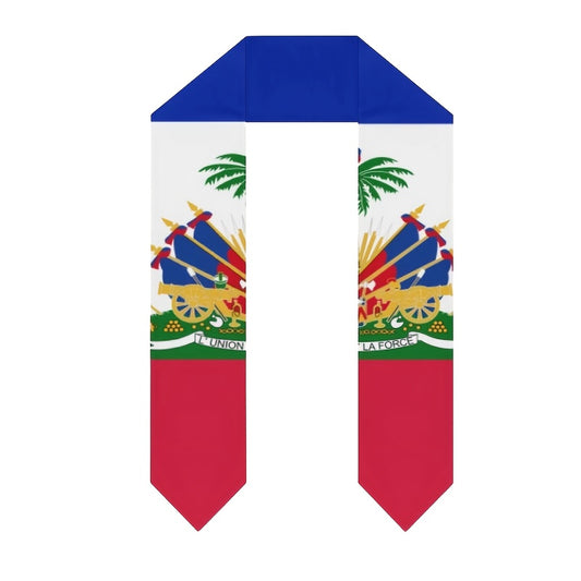 Haitian Flag Graduation Shawl β Unisex Adult, 11.5 x 153 cm