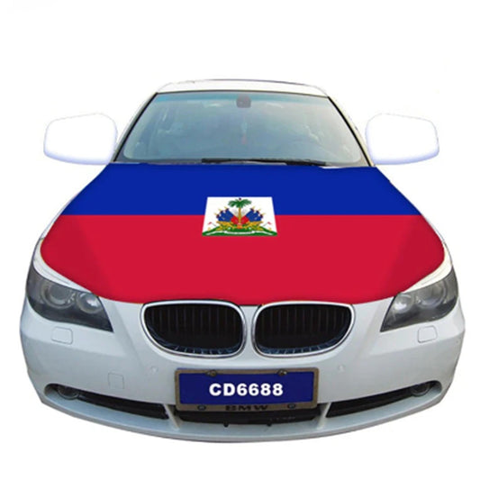 Patriotic Haiti Car Hood Cover β 4x5ft Elastic Bonnet Banner with Haitian Flag