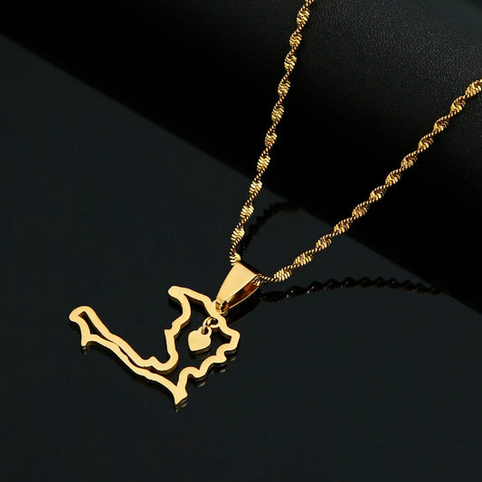 Gold Haiti Heart Map Necklace β Stainless Steel Pendant for Women, Men & Girls | Ayiti Jewelry Gift
