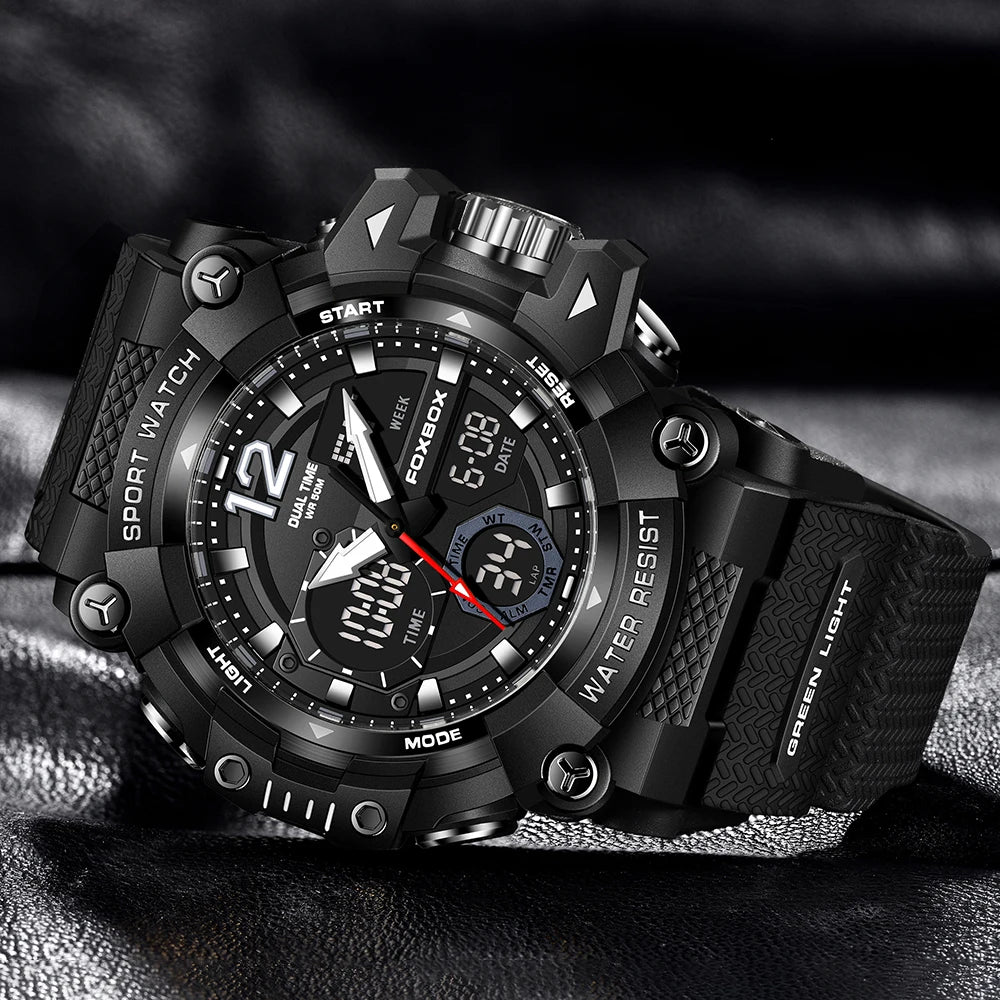 Menβs Fashion Sport Watch β 50M Waterproof, Shock Resistant LED Alarm