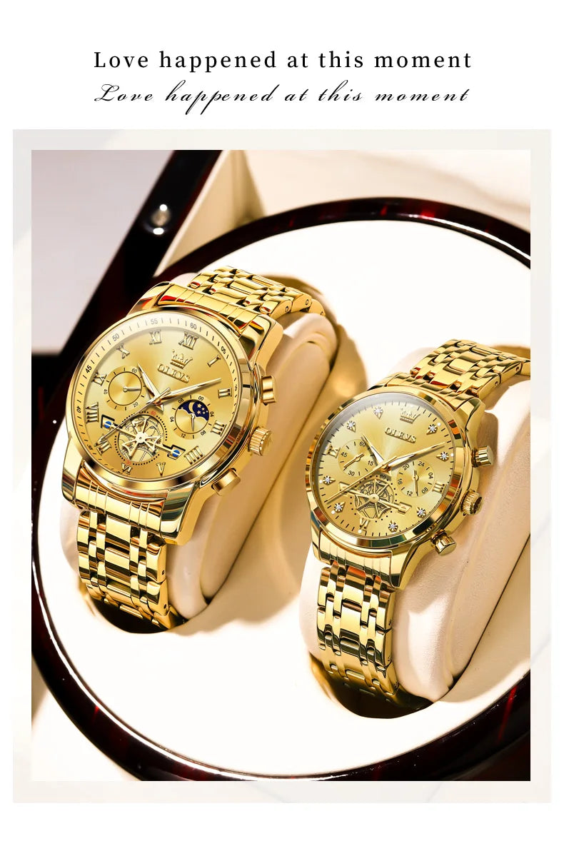 🕒 Moon Phase Watch Set – Waterproof
