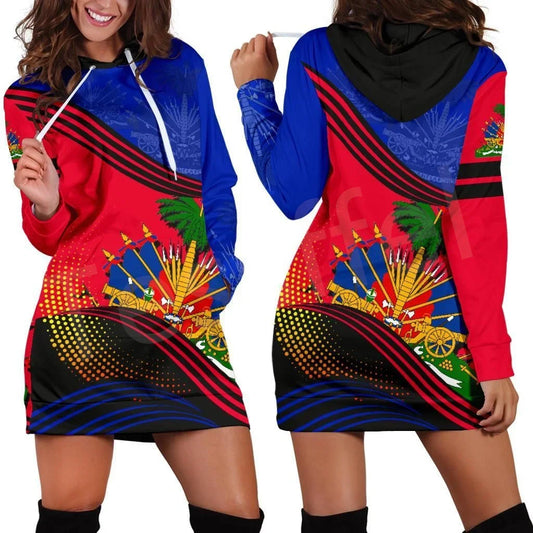 New Fashion Caribbean Vibes 3D Print Harajuku Hoodie Dress β Retro Island Style
