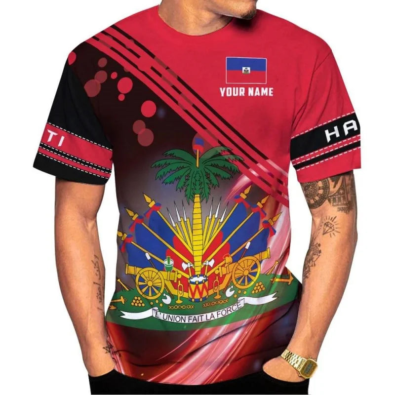 Men's 3D Haiti Emblem T-Shirt β Custom Summer Graphic Tee