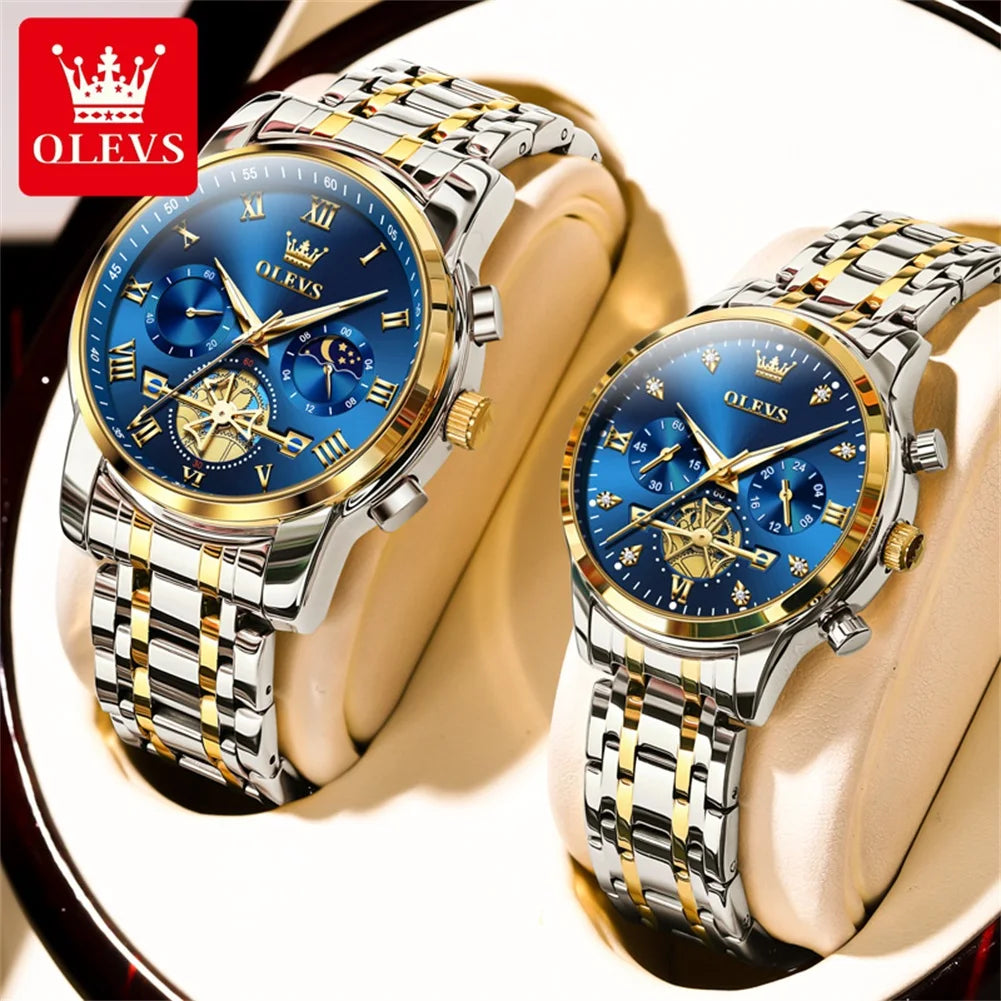 🕒 Moon Phase Watch Set – Waterproof
