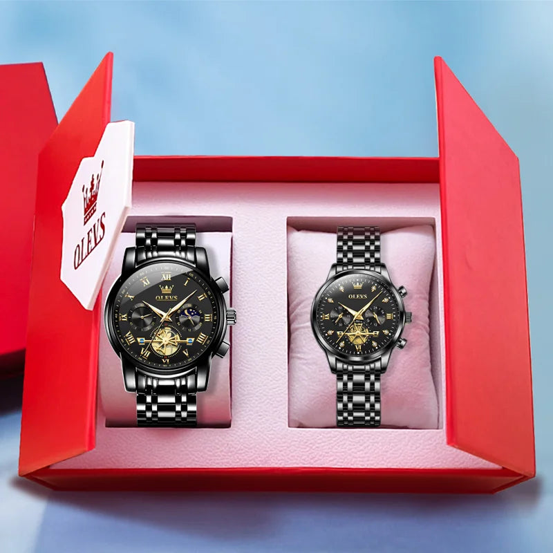 🕒 Moon Phase Watch Set – Waterproof