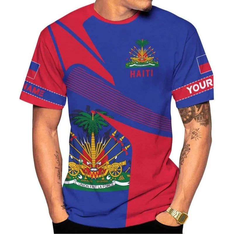 Men's 3D Haiti Emblem T-Shirt β Custom Summer Graphic Tee