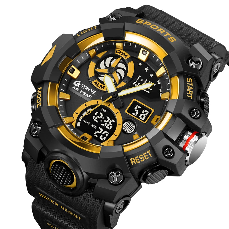 Menβs Dual Time Sport Watch β 50m Waterproof, Shock Resistant Digital Watch