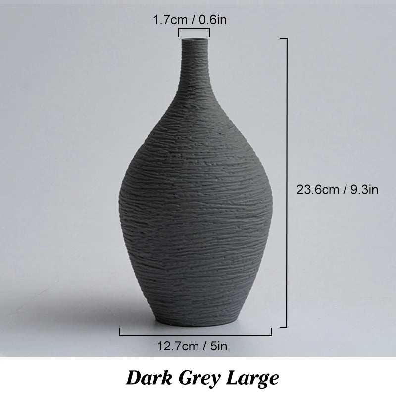 Nordic Ceramic Vase β Simple Narrow-Mouth Flower Pot for Home, Office & Living Room Decor