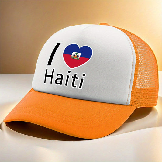 Show your pride in style with the βI Love Haitiβ Patriotic Trucker