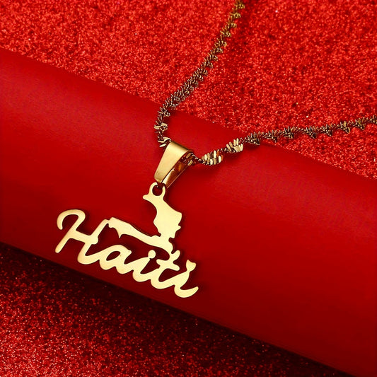 Pingente Haiti em AΓ§o InoxidΓ‘vel β Design Minimalista com Toque Cultural
