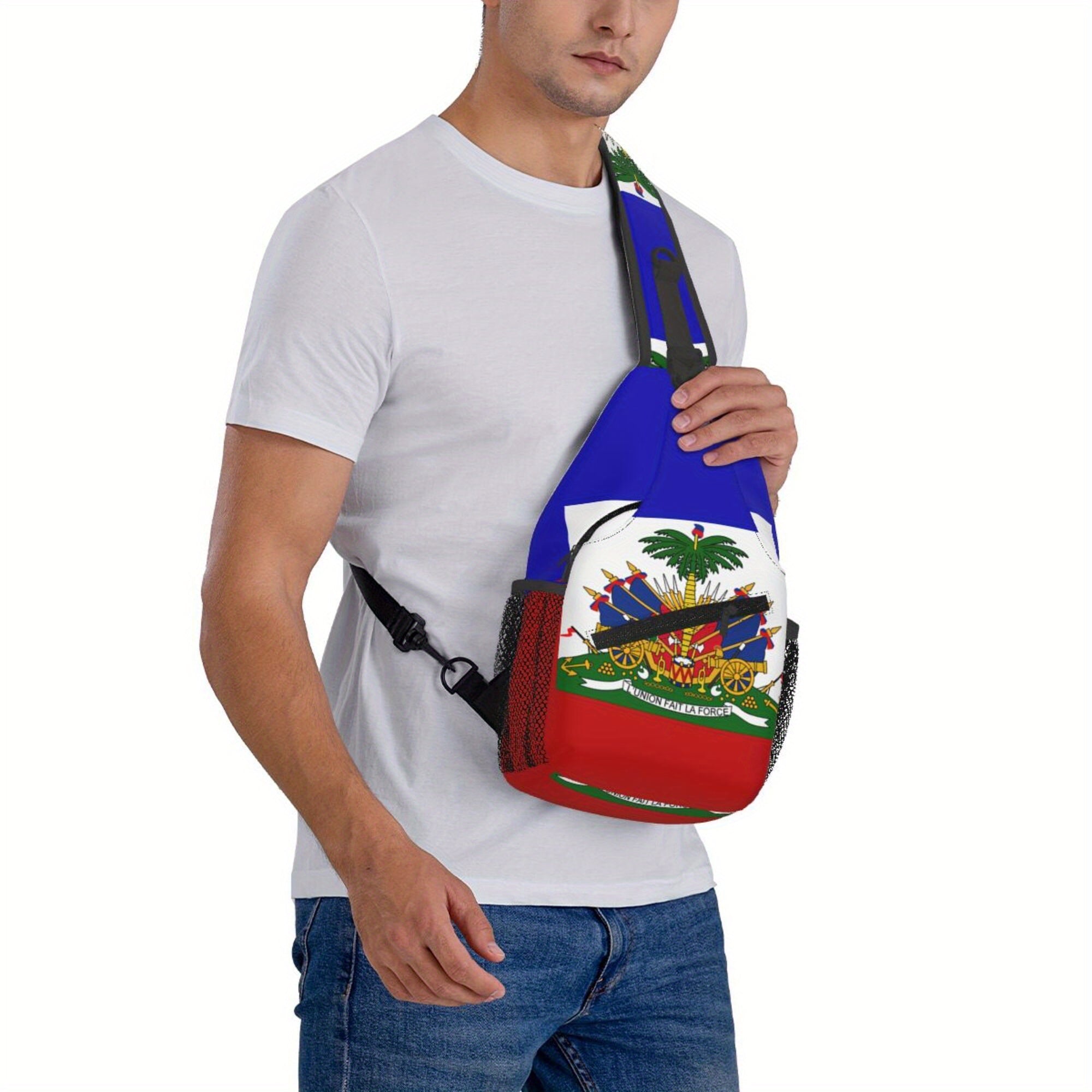 Men’s Haitian Flag Crossbody Bag – Patriotic Style Meets Everyday Function