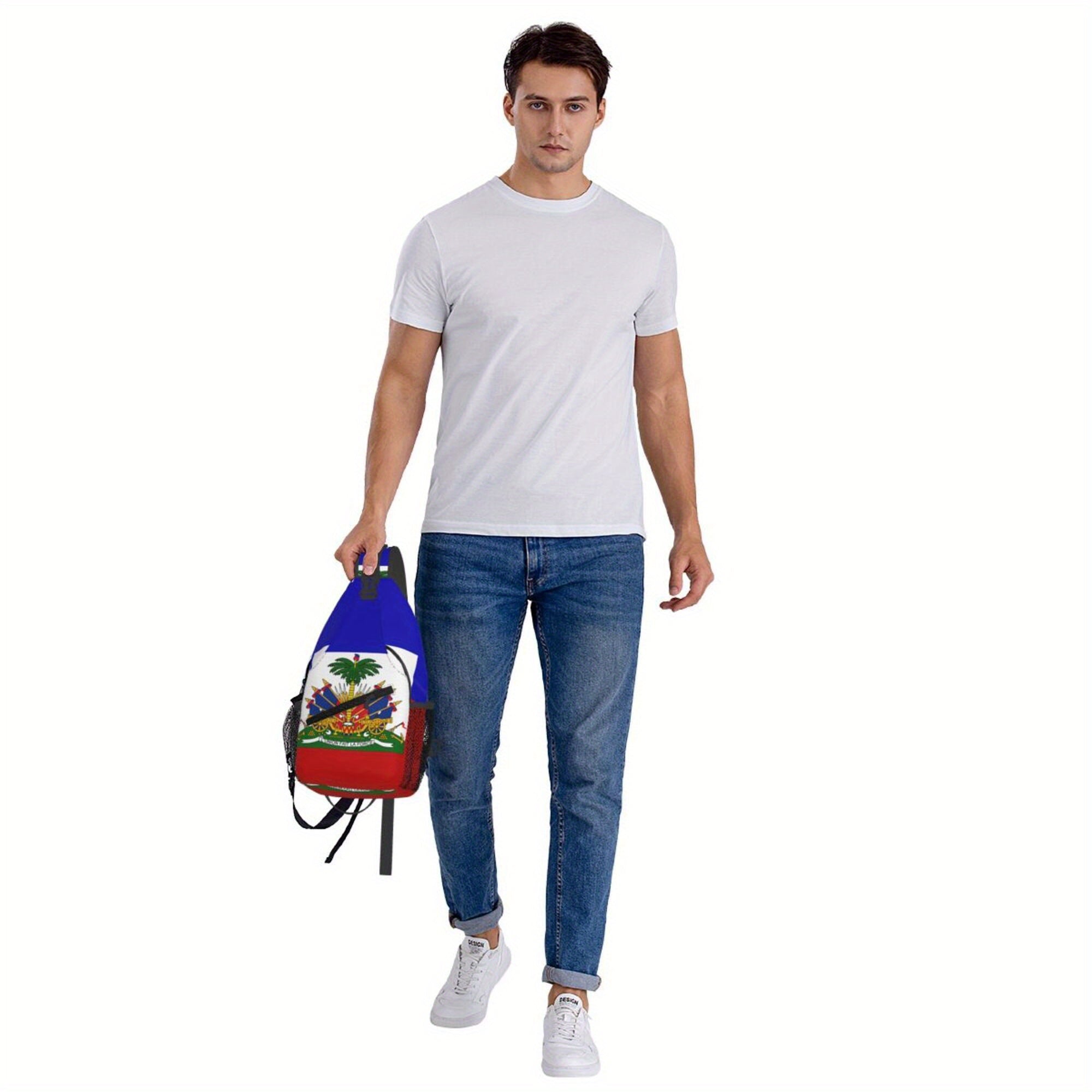 Men’s Haitian Flag Crossbody Bag – Patriotic Style Meets Everyday Function