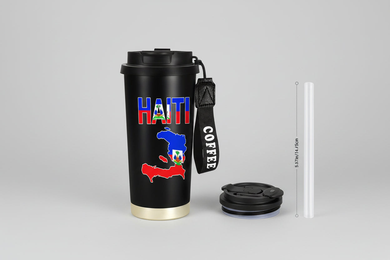 Haiti Flag Stainless Steel Travel Mug