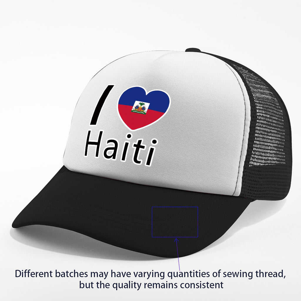 Show your pride in style with the “I Love Haiti” Patriotic Trucker
