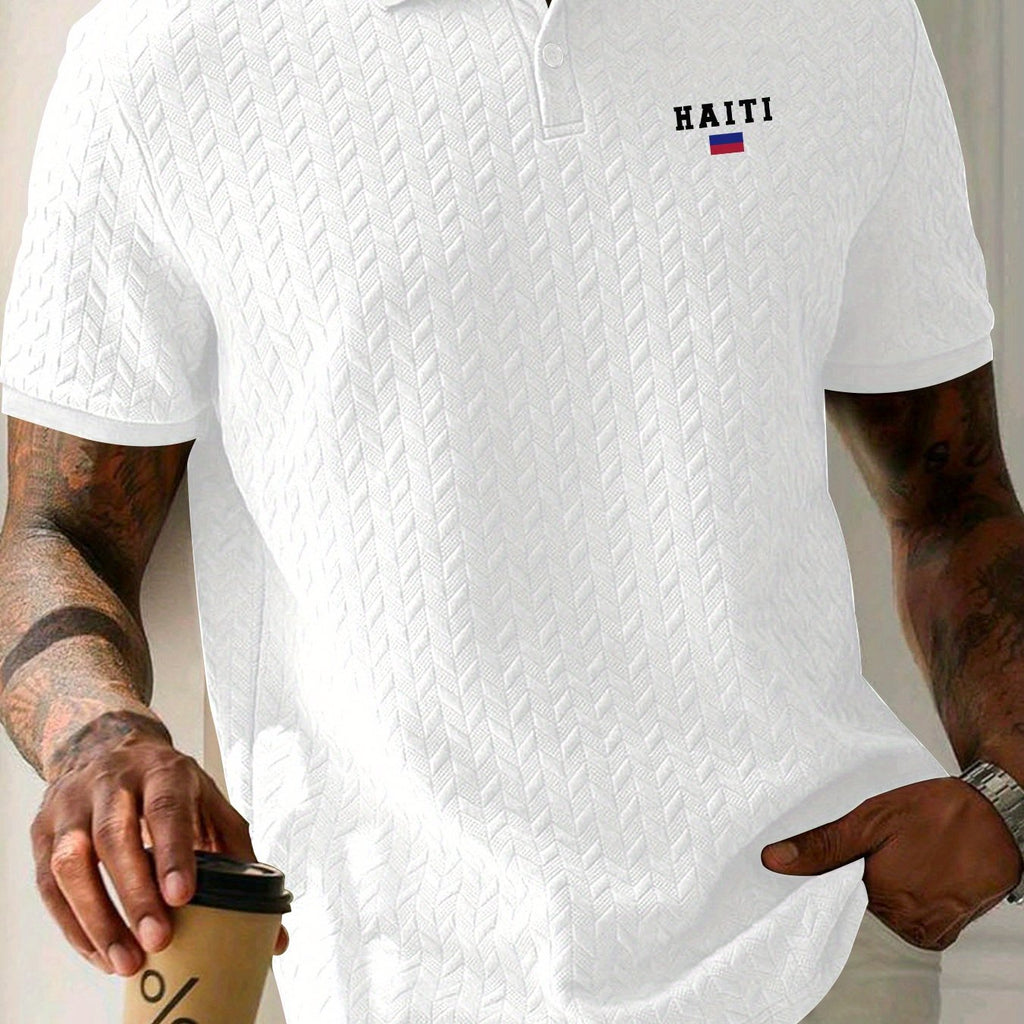 Men's Slim Fit Haiti Flag Shirt – Breathable, Stretchy & Casual