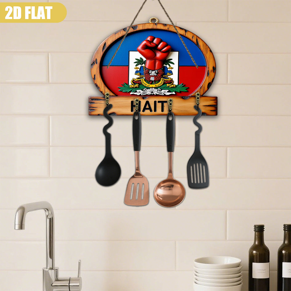 🇭🇹 Haiti Coat of Arms Wooden Key Holder