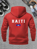 Men’s Haiti Flag Hooded Jacket – Casual Zip-Up Sportswear