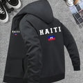 Men’s Haiti Flag Hooded Jacket – Casual Zip-Up Sportswear