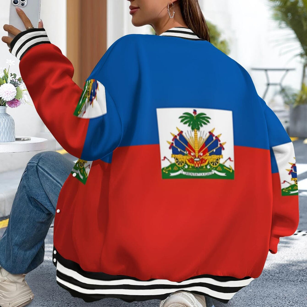 Women’s Haitian Flag Baseball Jacket Hoodie