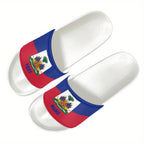 Haiti Flag Design Slippers, Casual Vacation Style