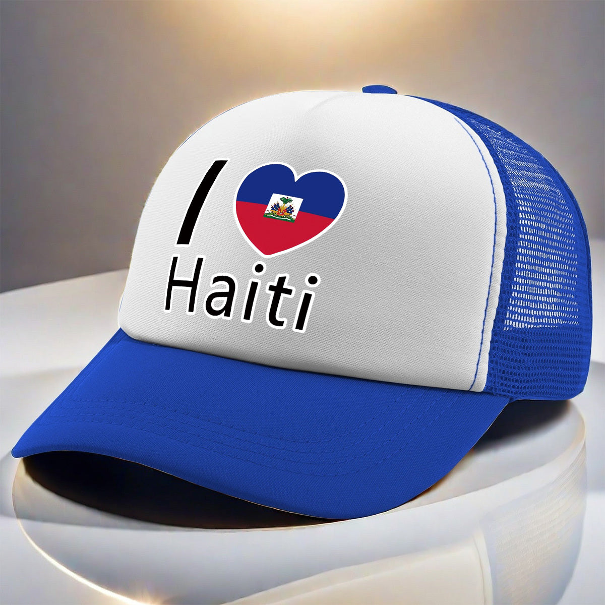 Show your pride in style with the “I Love Haiti” Patriotic Trucker