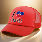 Show your pride in style with the “I Love Haiti” Patriotic Trucker
