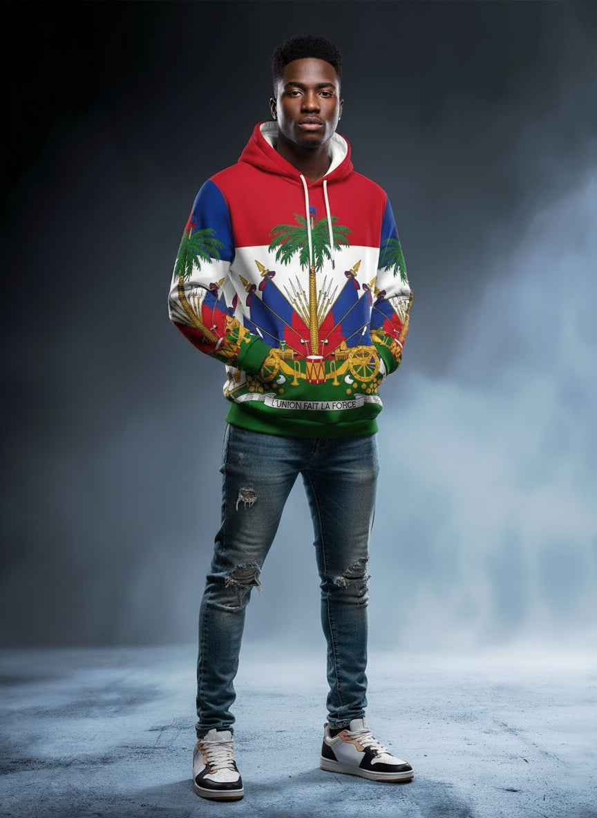 Men’s Tropical Graphic Hoodie – Bold Color Block Streetwear