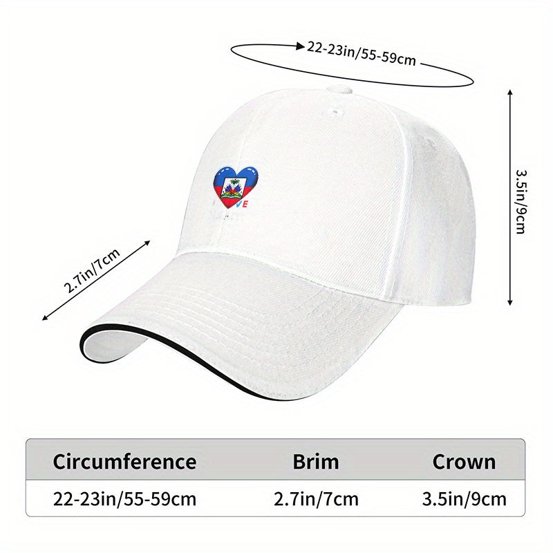 Haiti Flag Heart Baseball Cap – Adjustable for men and women