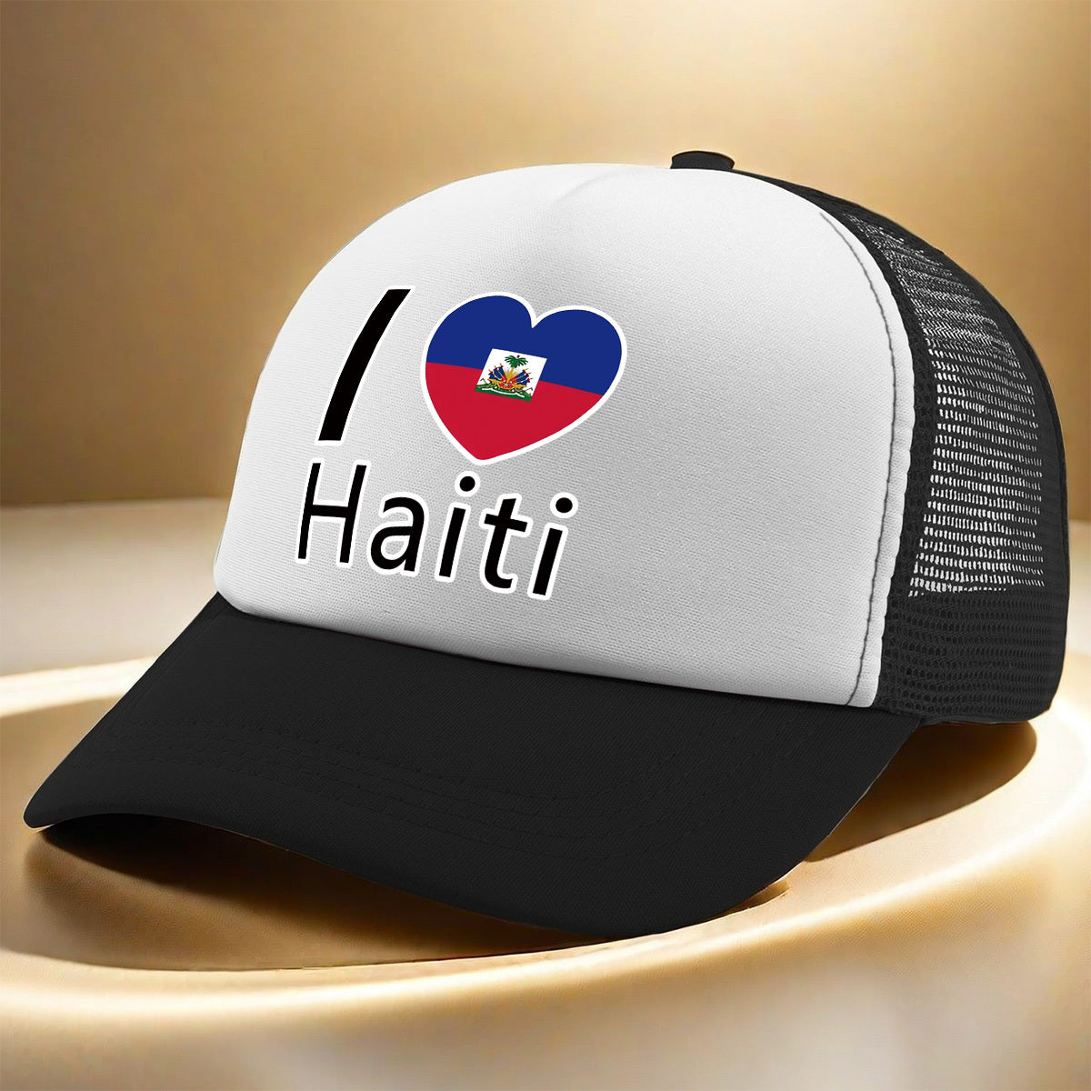 Show your pride in style with the “I Love Haiti” Patriotic Trucker