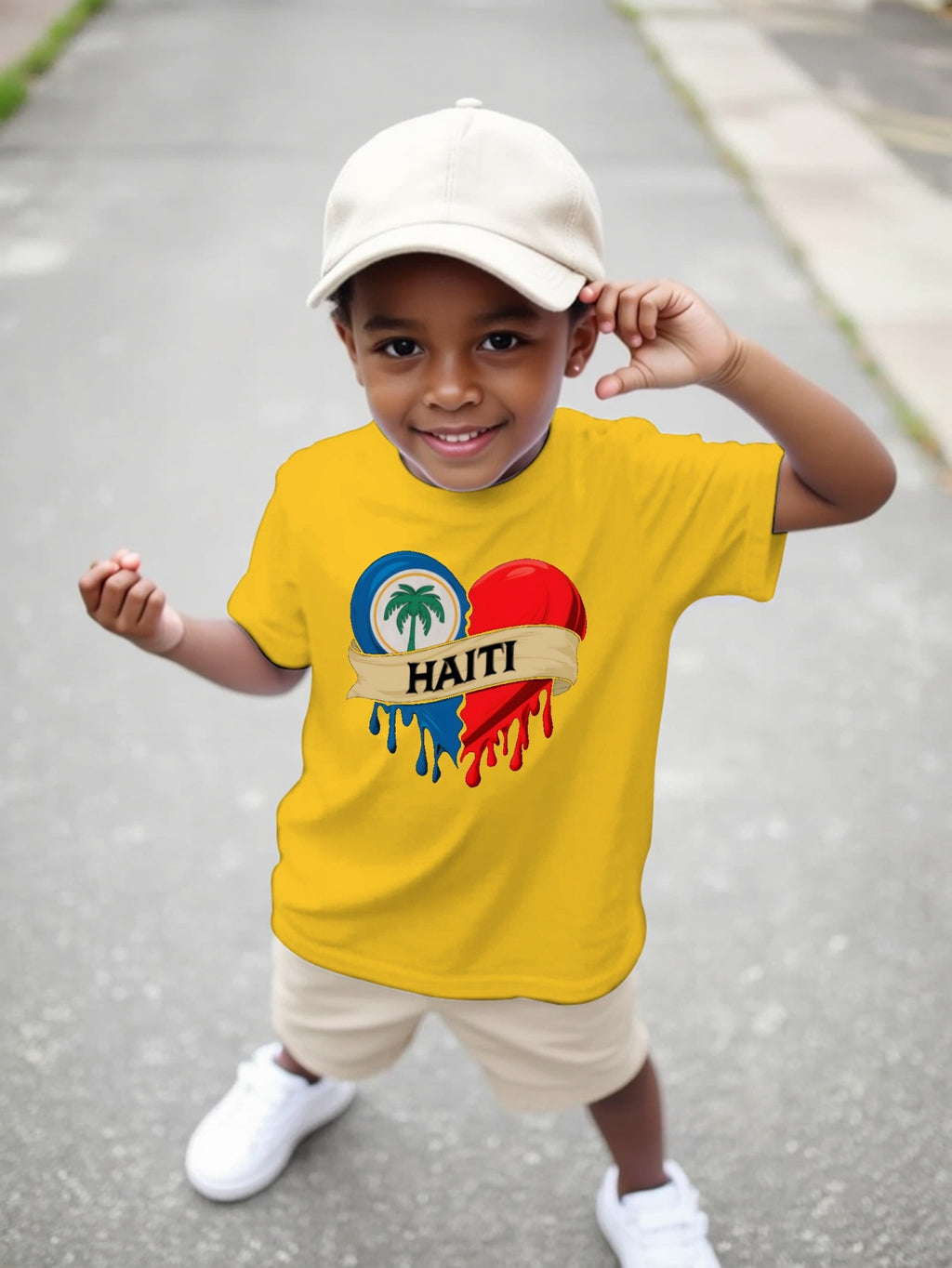 Haiti Youngsters' Casual Short-Sleeve T-Shirt - Round Neck, Summer Ready