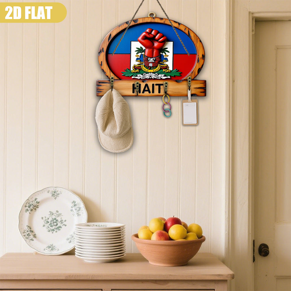 🇭🇹 Haiti Coat of Arms Wooden Key Holder