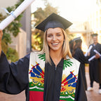 Haitian Flag Graduation Shawl – Unisex Adult, 11.5 x 153 cm