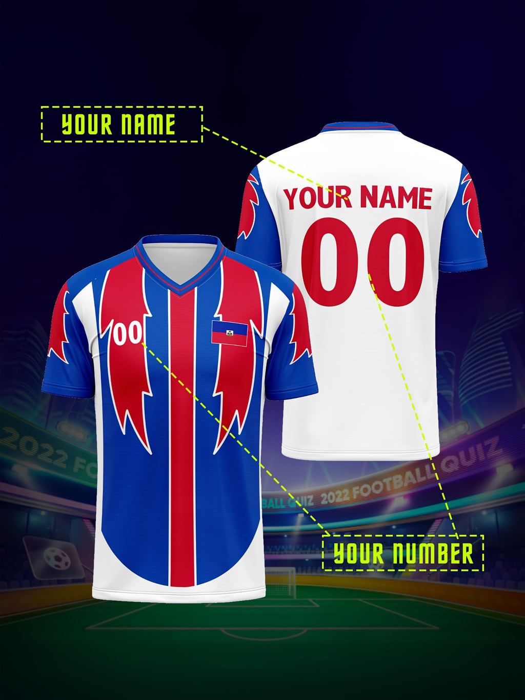 Haitian Football Jersey - Breathable & Comfortable Sports Shirt with Personalized Name