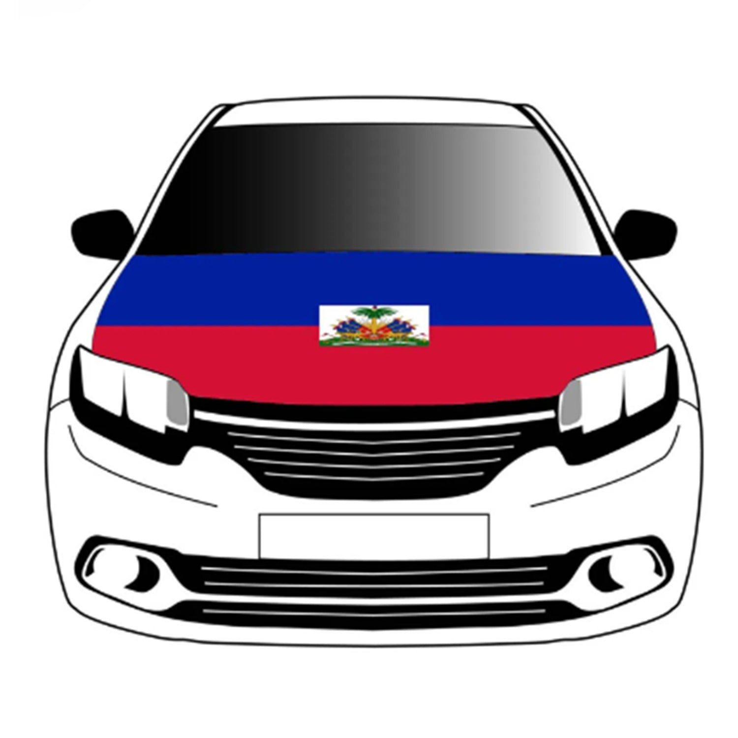 Patriotic Haiti Car Hood Cover – 4x5ft Elastic Bonnet Banner with Haitian Flag