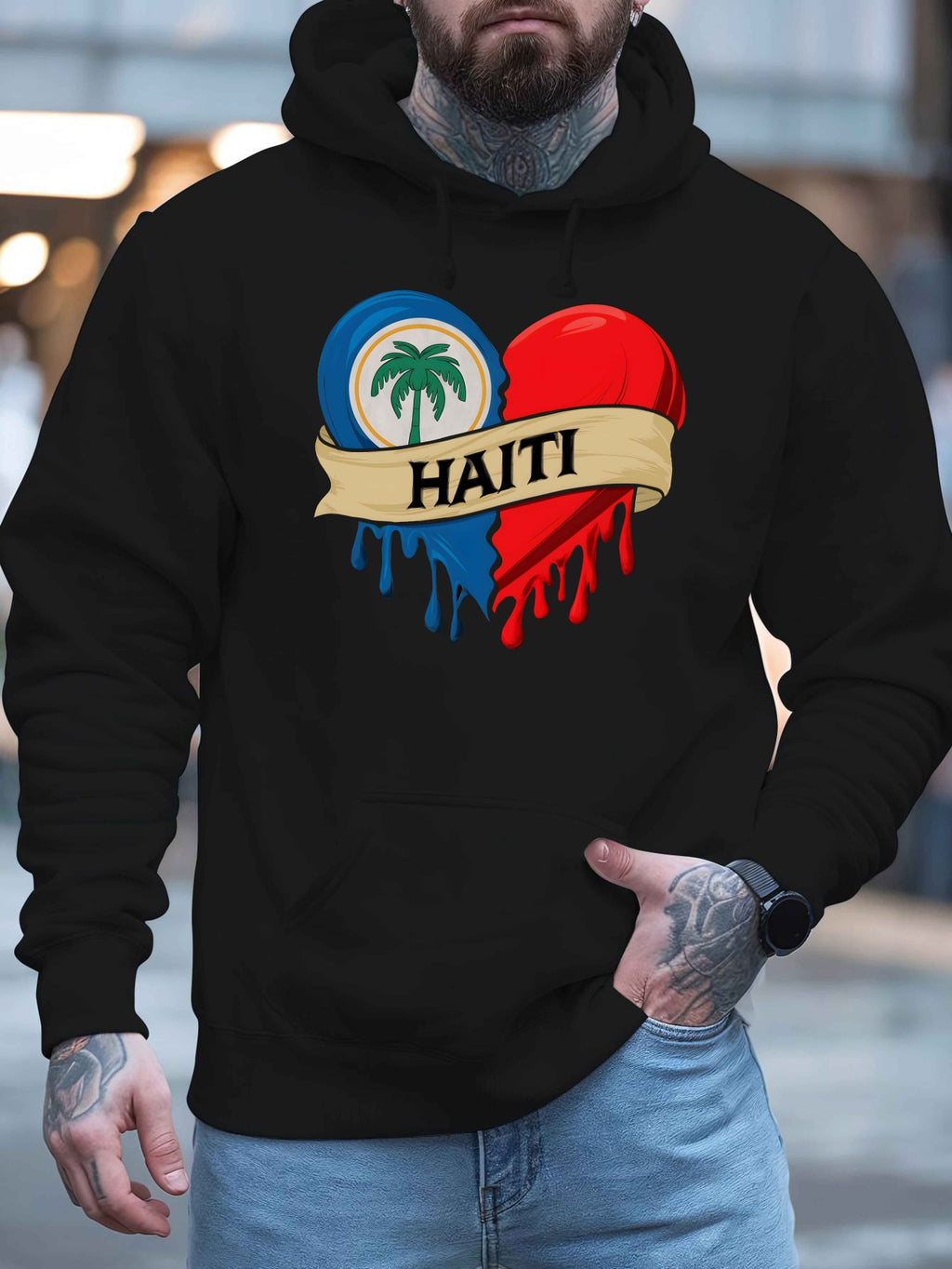 Men’s Haiti Printed Hoodie – Stylish & Comfortable Streetwear Essential