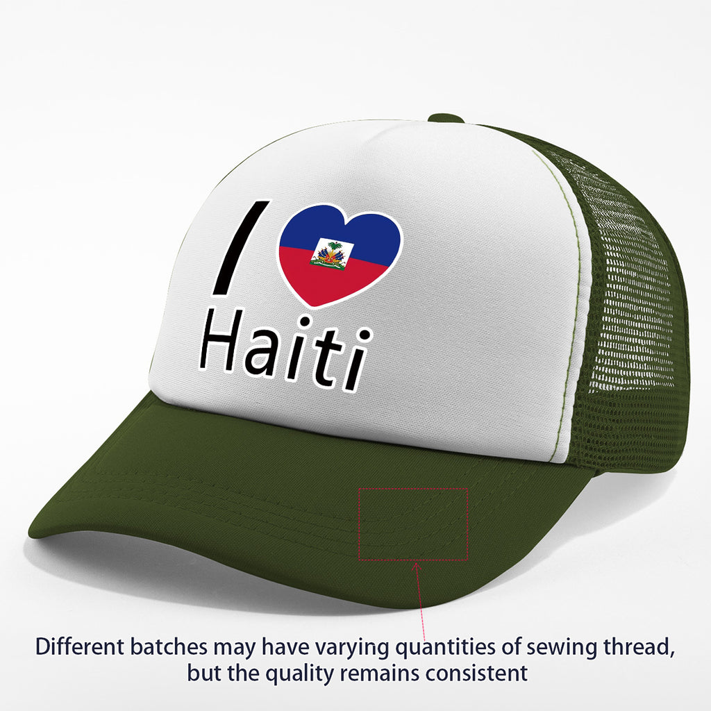 Show your pride in style with the “I Love Haiti” Patriotic Trucker