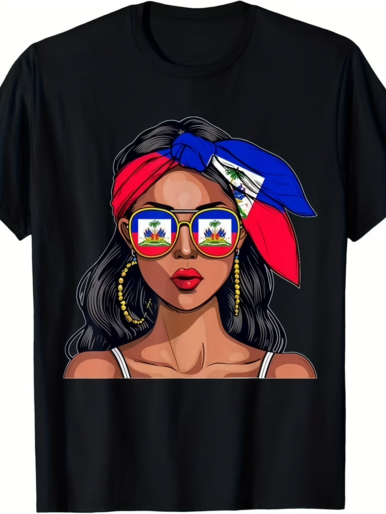 Men and women Haitian Flag Graphic T-Shirt