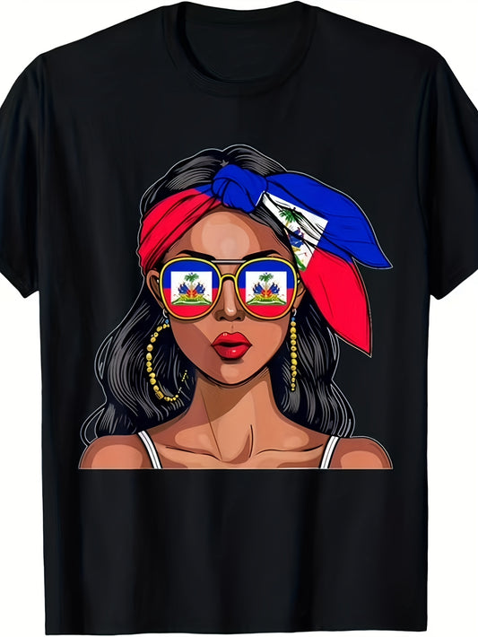 Men and women Haitian Flag Graphic T-Shirt