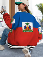 Women’s Haitian Flag Baseball Jacket Hoodie