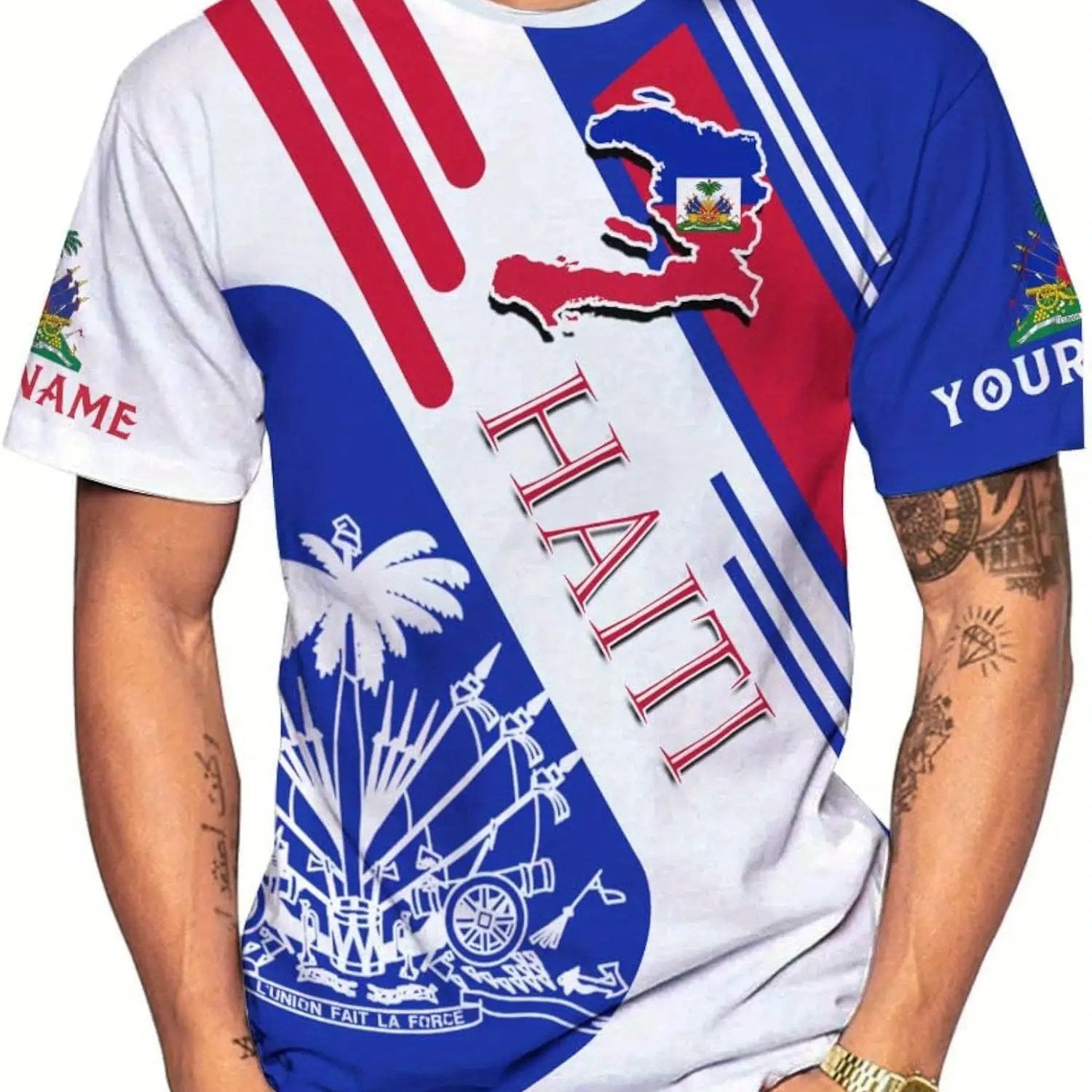 🇭🇹 Personalized Haitian Flag T-Shirt – Add Your Name &amp; Year