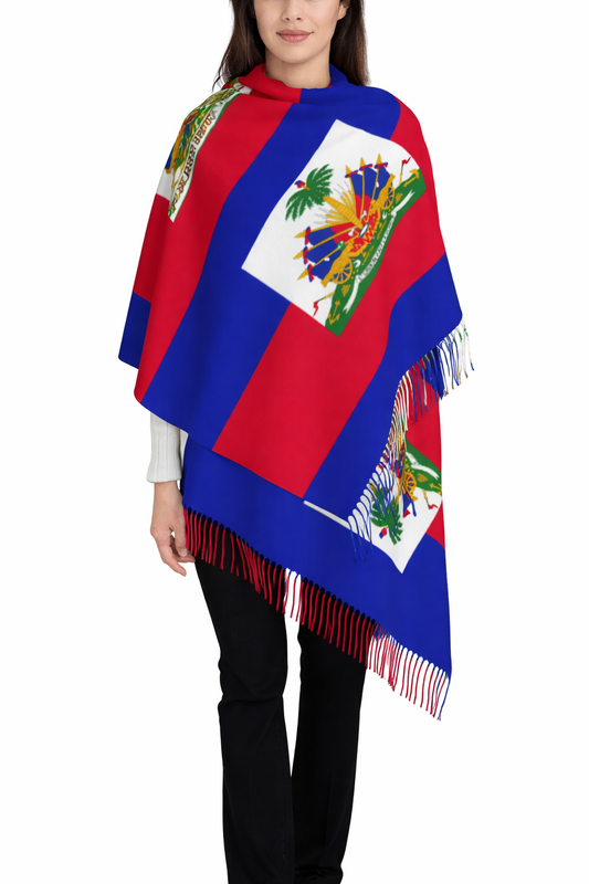 Haiti Flag Winter Tassel Scarf