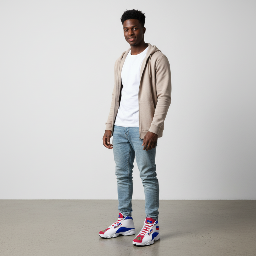 Men’s Haiti Flag High-Top Basketball Sneakers