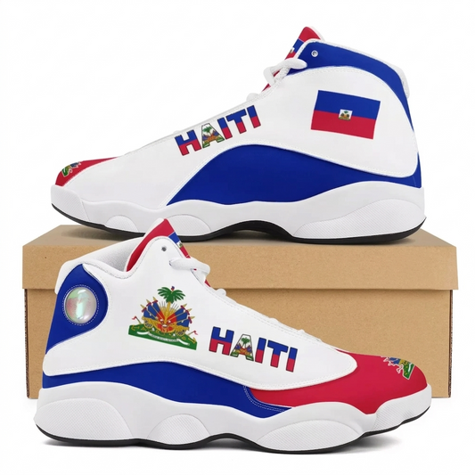 Men’s Haiti Flag High-Top Basketball Sneakers