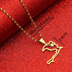 Gold Haiti Heart Map Necklace – Stainless Steel Pendant for Women, Men & Girls | Ayiti Jewelry Gift