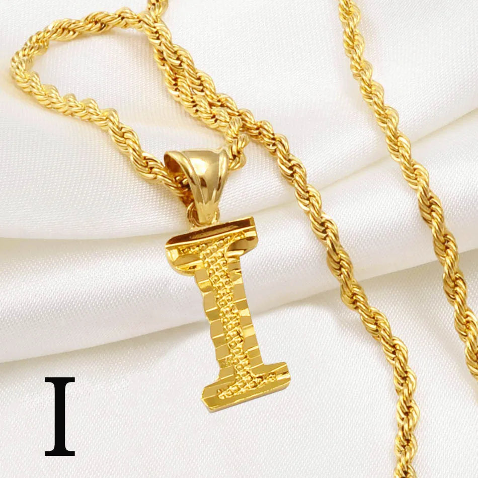 Anniyo Gold-Plated A-Z Initial Pendant Necklace – Unisex