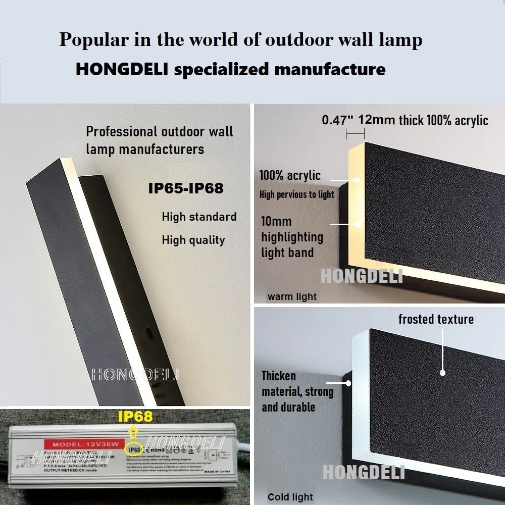 Waterproof Outdoor LED Wall Light – IP65 Modern Aluminum Wall Lamp, Dimmable, 110–240V