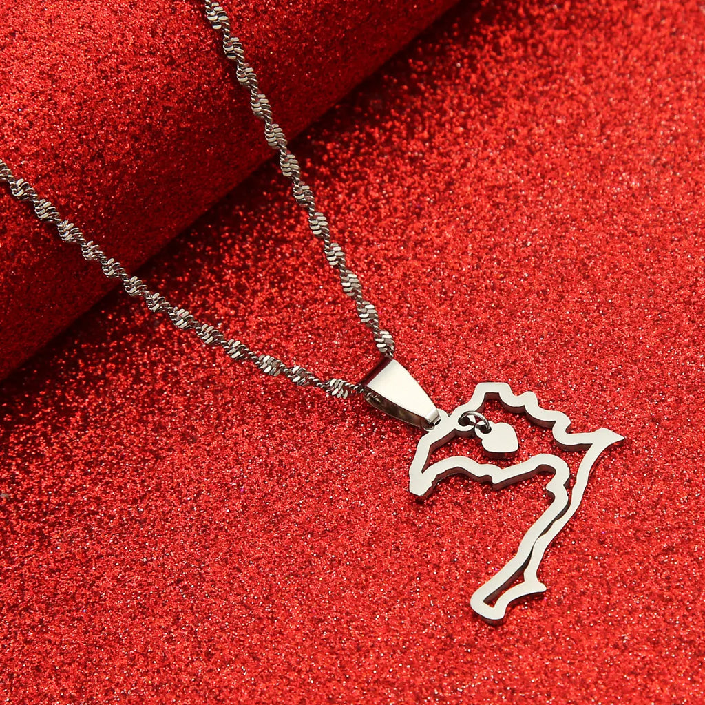 Gold Haiti Heart Map Necklace – Stainless Steel Pendant for Women, Men & Girls | Ayiti Jewelry Gift