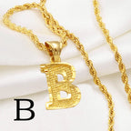 Anniyo Gold-Plated A-Z Initial Pendant Necklace – Unisex