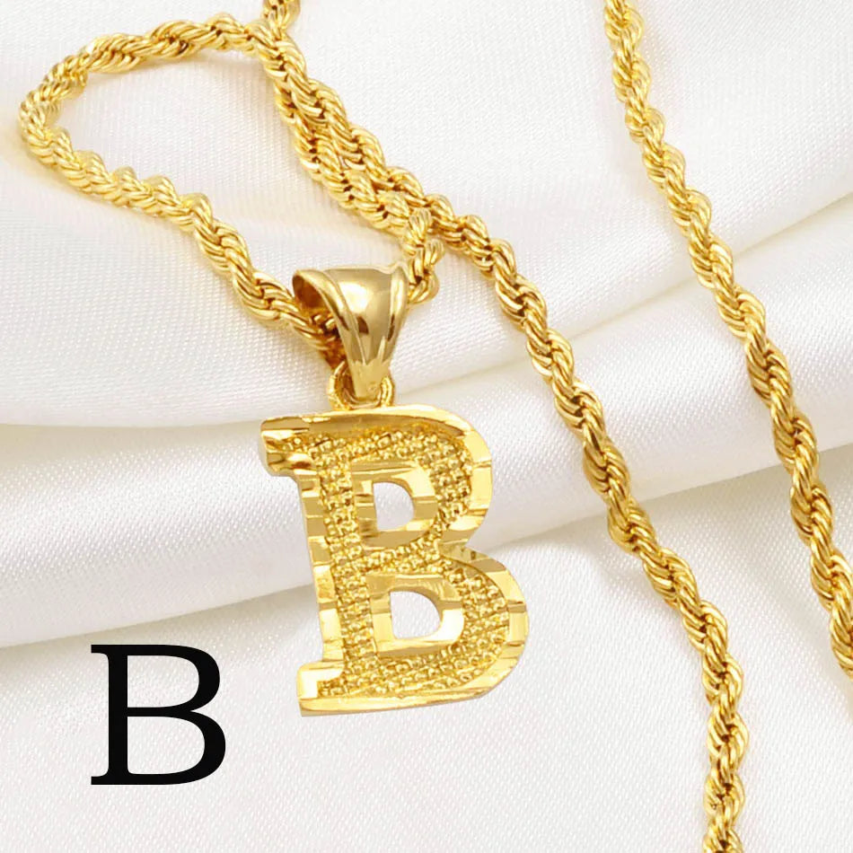 Anniyo Gold-Plated A-Z Initial Pendant Necklace – Unisex