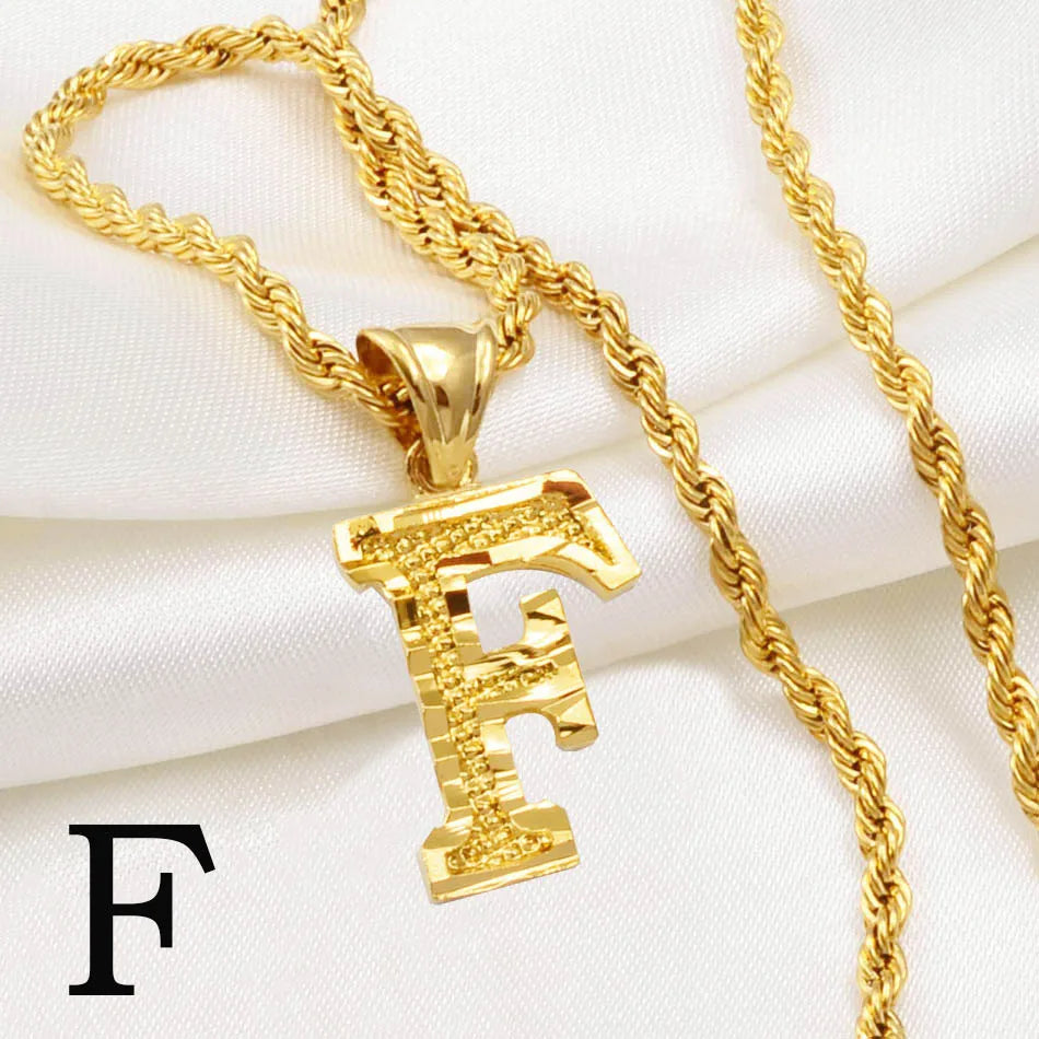 Anniyo Gold-Plated A-Z Initial Pendant Necklace – Unisex